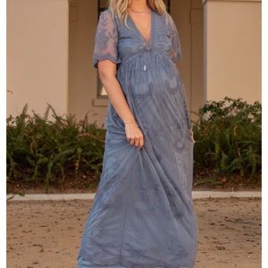 Pink blush maternity lace dress